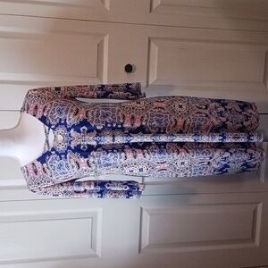 NEW Wisp Junie Knit Dress 3/4 Sleeves V-neck‎ Royal Blue Multi 6